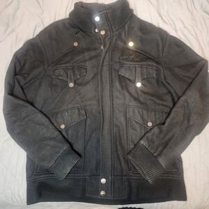 COOGI Men's Black Full-Zip Wool Blend Jacket Cargo Style Snap‎ Buttons Size 2XL